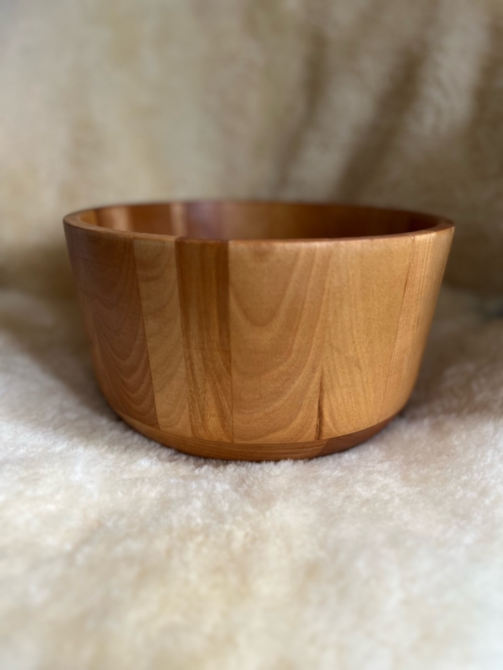 Crate and barrel wooden salad bowl John McLeod signed